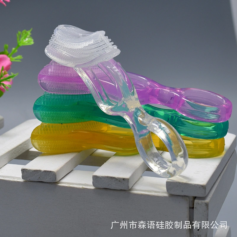 Maternal and Infant Products Children's Oral rubber Silicone  Bite Handle Toothbrush