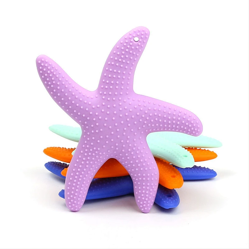 Hotsale  Customized Soft Non-toxi plastic starfish toy silicone teether