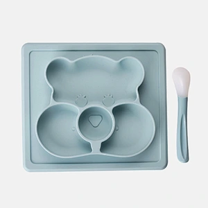custom Integral Placemat  Non-Slip  Cartoon silicone feeding plate  suction  Anti-skid Belt  Plates  Tableware for  Toddlers Bab