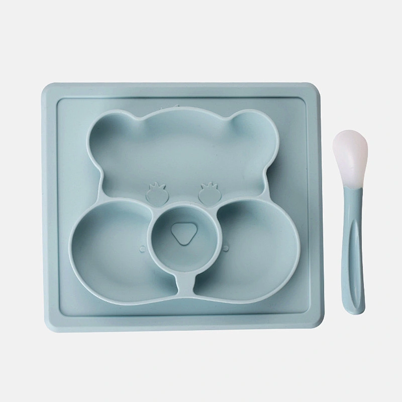 custom Integral Placemat  Non-Slip  Cartoon silicone feeding plate  suction  Anti-skid Belt  Plates  Tableware for  Toddlers Bab