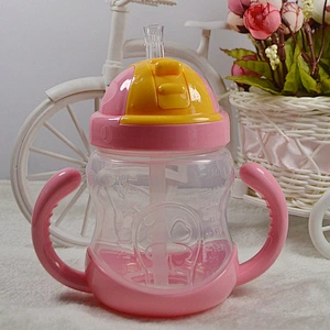 Baby water bottle straw Kids Cup pp Children Training Cups  Drinking Straw Handle Feeding Water  Bottle for baby