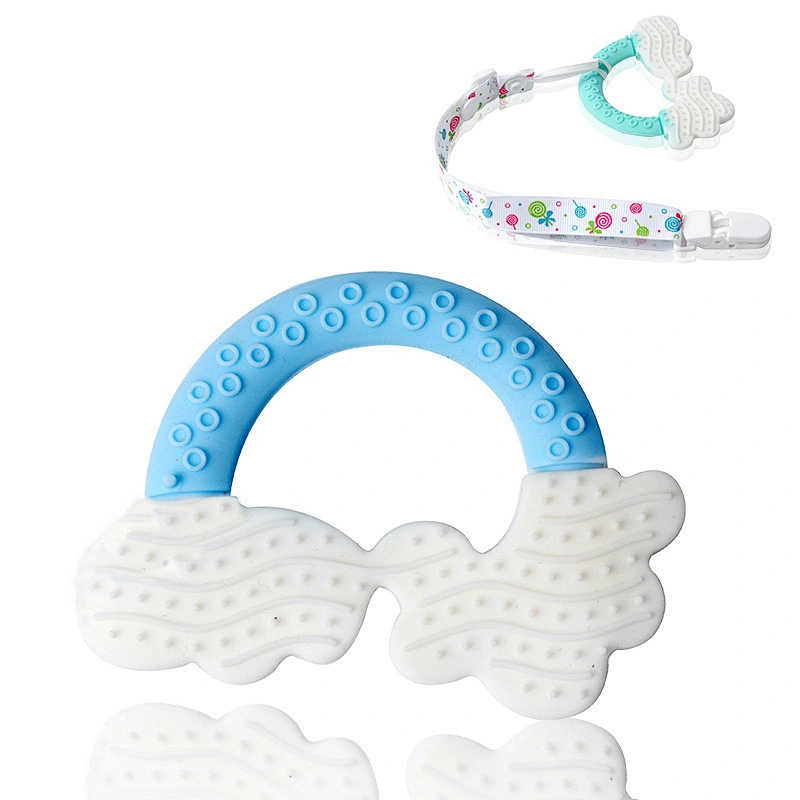 factory custom BPA Free Soft Baby  Silicone  Rainbow Teether new  teether