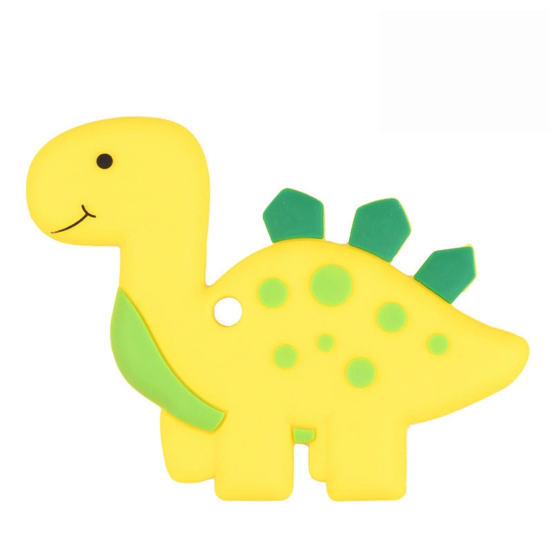Non-Toxic BPA Free stocked gift  food grade silicone baby dinosaur teether cartoon  animal toy