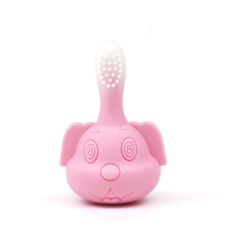 cute cartoon design Food grade baby soft silicone training Infant Teething Dental Health Toothbrush Baby For Training Teether