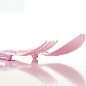PLA polylact baby food spoon fork set baby Training Spoon Fork Easy Clean Cutlery Set Toddler Self Feeding