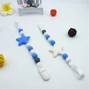 food grade silicone Anti-chain-dropping   soothing  beads Baby Pacifier Chain Soothing Girls Boys Cute Bow Beads