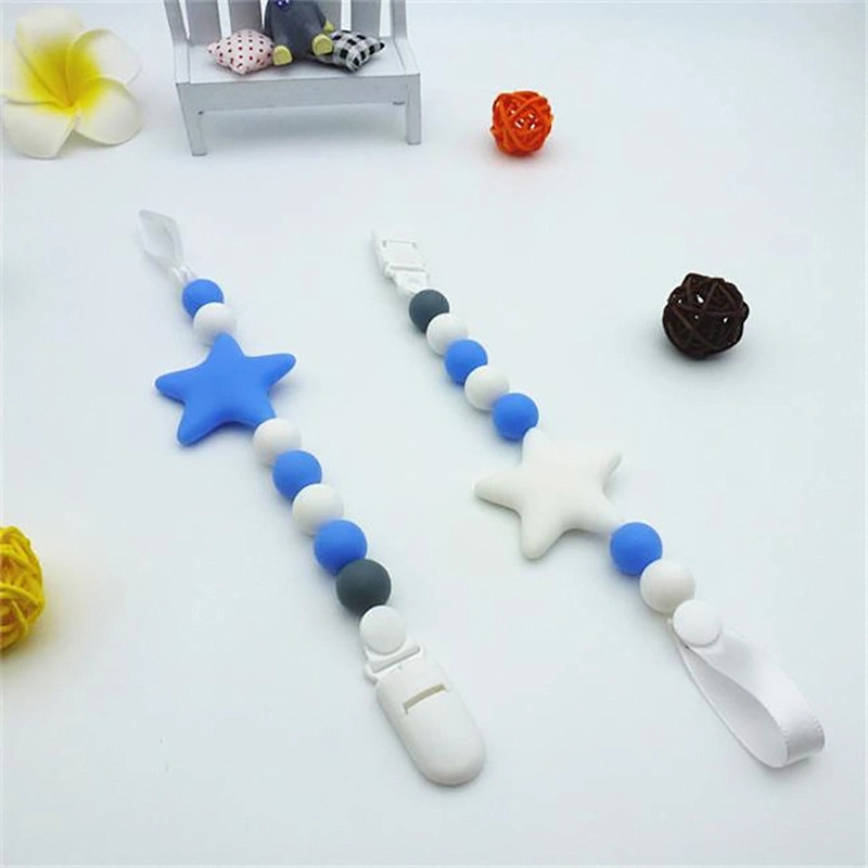 food grade silicone Anti-chain-dropping   soothing  beads Baby Pacifier Chain Soothing Girls Boys Cute Bow Beads