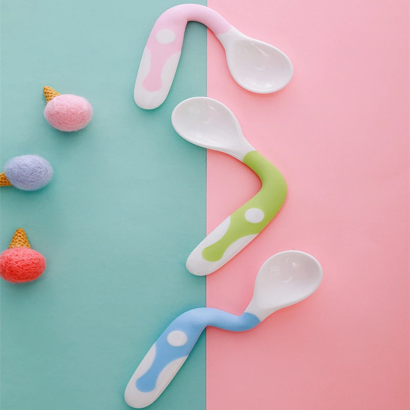 food grade silicone teething spoon   twist  design infant spoon custom