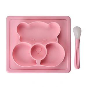 custom Integral Placemat  Non-Slip  Cartoon silicone feeding plate  suction  Anti-skid Belt  Plates  Tableware for  Toddlers Bab