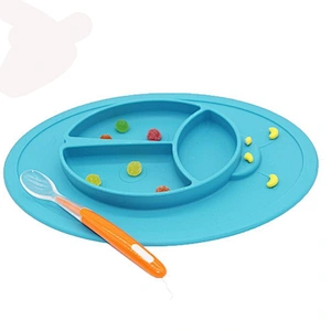 Integrated placemat silicone plastic divided snack tray plastic tray dish rack  plate  baby food  tray