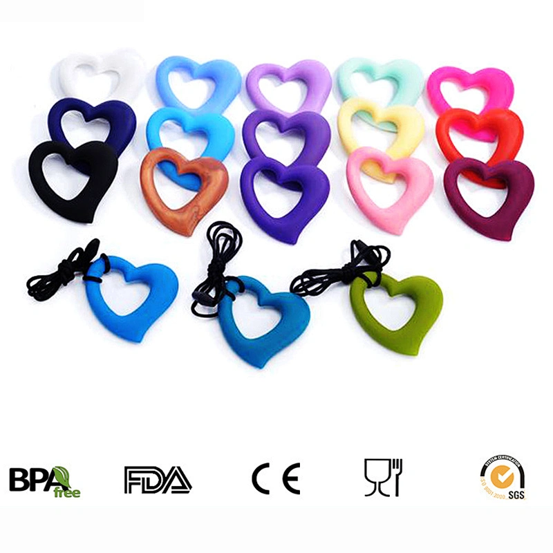 BPA Free Silicone  hart-shaped  Teething Nursing Breastfeeding Chewable Necklace Baby baby feet pendant necklace