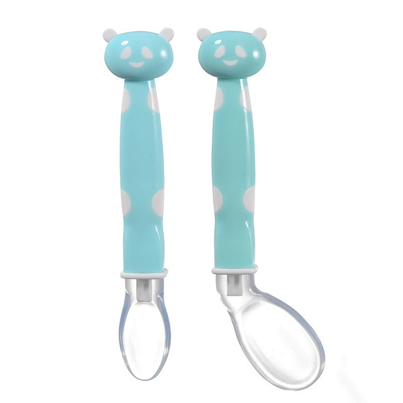 factory custom  panda feeding soft spoon  silicone baby cartoon fork spoon knife