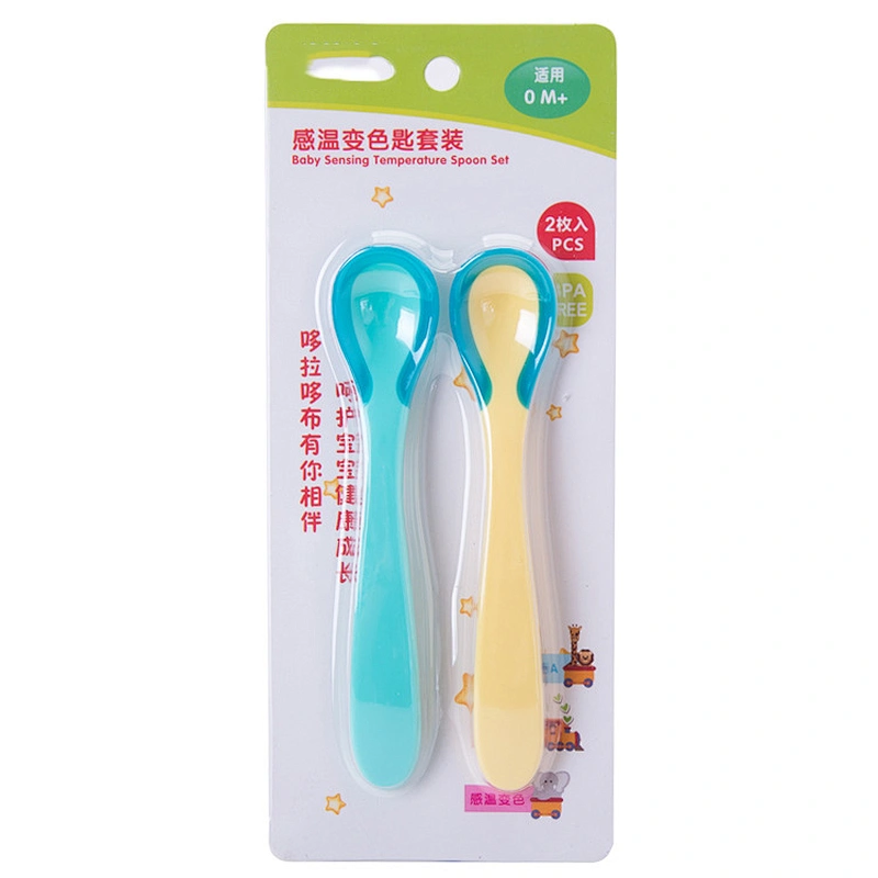 factory wholesale 2 color  baby spoon temperature  spoon  custom