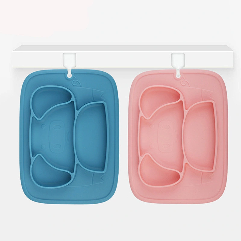 Tableware Health and Environmental Protection Children's Baby Silicone Integrated placemat  Plate Compartment 4grid  design