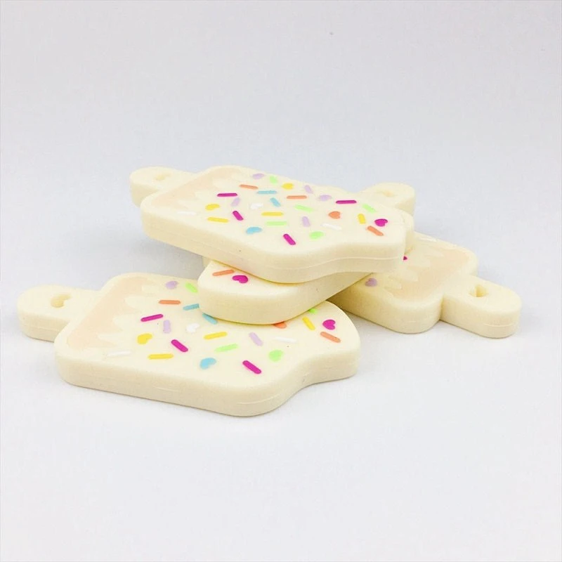 kids BPA free  Baby Soft Tip Silicone toy ice cream shop candy Teether custom