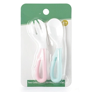 New design bpa free  Curved Handle Plastic PP baby spoon  twist  bendable  spoon