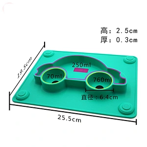 custom  silicone  Cartoon car shaped tray   baby tableware   suction  feeding food storage car  tray  plate for kids