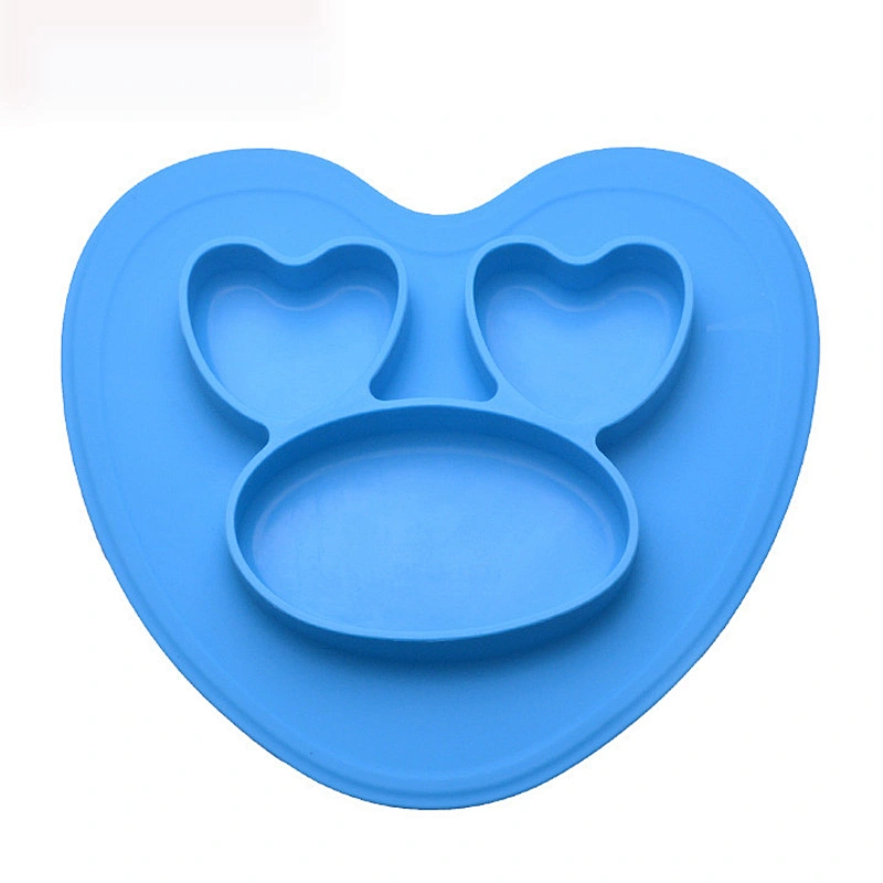 Children's Baby  heart shaped design Silicone salad bowl Integrated placemat  Plate Compartment coconut bowl bowl
