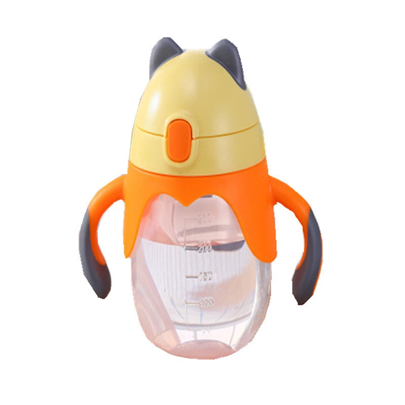 Cute slim drinking bottle Beaker/Container/Cup Bottle with Handles for Milk Drinking Straw Bottle logo for baby