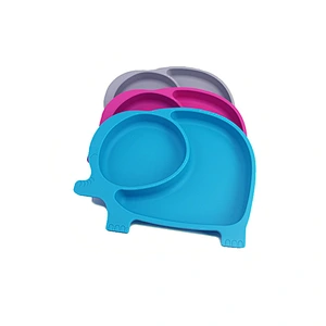 factory custom  1PC Elephant Shaped Silicone Divided Plates Portable Non Slip Suction Plates Food Supplement Bowl Split Cup Dish