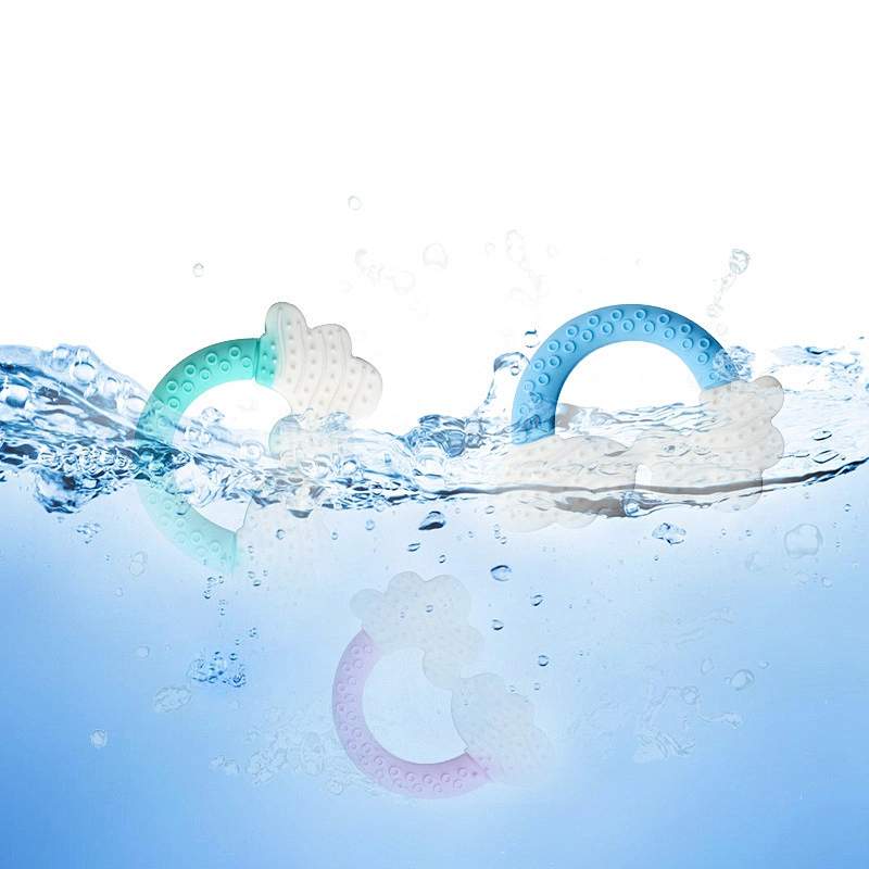factory custom BPA Free Soft Baby  Silicone  Rainbow Teether new  teether