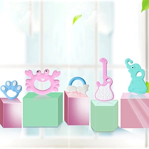 factory custom BPA Free Soft Baby  Silicone  Rainbow Teether new  teether