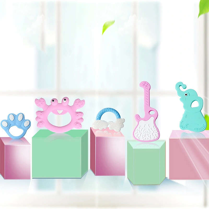 factory custom BPA Free Soft Baby  Silicone  Rainbow Teether new  teether