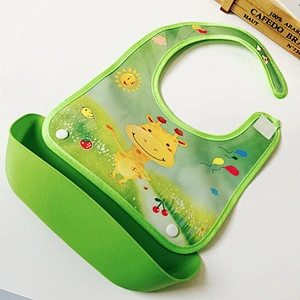 wholesale surplus stock waterproof Adjustable  disassemblable bib Silicone+Plastic Apron  baby food pocket Catcher bibs
