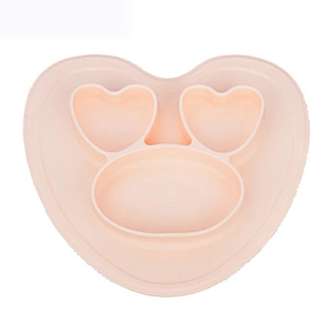 Children's Baby  heart shaped design Silicone salad bowl Integrated placemat  Plate Compartment coconut bowl bowl