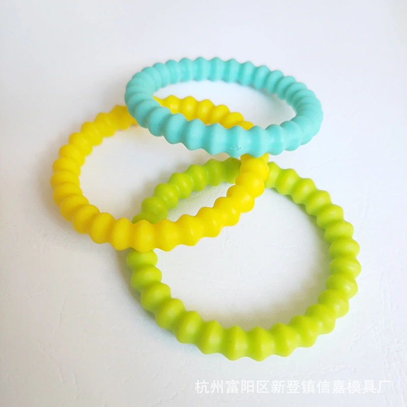 DIY 1pcs Baby silicone  Teether Bracelet  Ring Silicone Beads  wristband Safe Toys