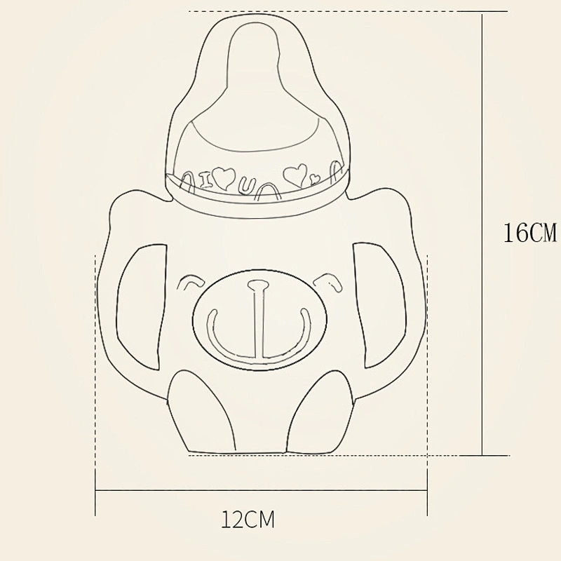 45 degrees curvy wide caliber cartoon monkey design  glass water bottle feeding baby milk bottle