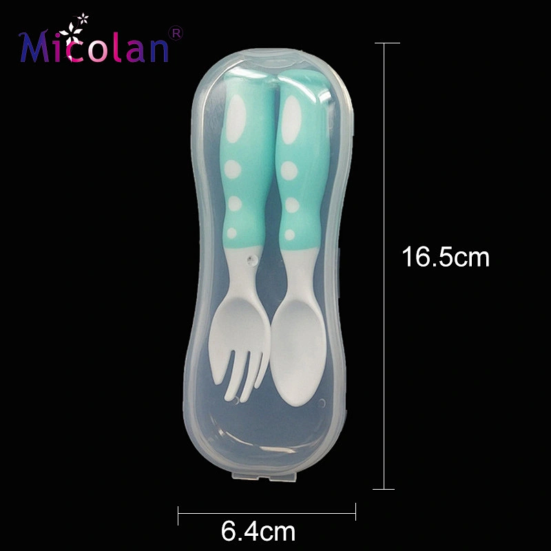 newest Scientific design  safety health baby spoon fork set  PP factory custom 3 color available set package