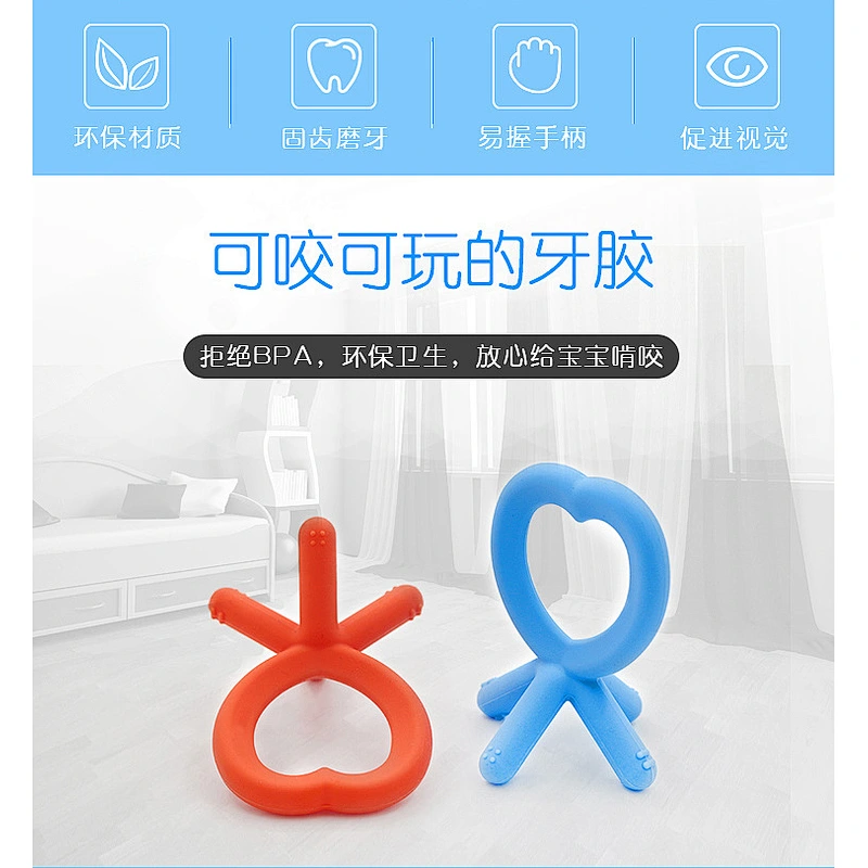kid teether 100% Food Grade  Silicone  Baby Soft-Tip Training Teether  toy  factory custom