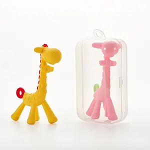 Bpa Free Food Grade Rubber Teether Silicone Babynipple Teether Chew Toys Wholesale Giraffe Silicone Teething Pendant