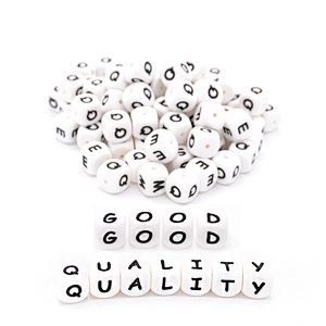 customized bpa free silicone beads  letter teething Dice beads