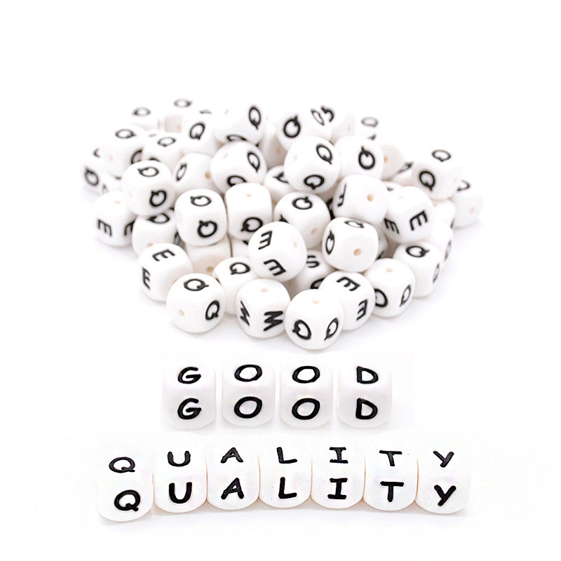 customized bpa free silicone beads  letter teething Dice beads