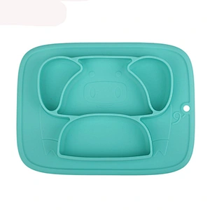 Tableware Health and Environmental Protection Children's Baby Silicone Integrated placemat  Plate Compartment 4grid  design