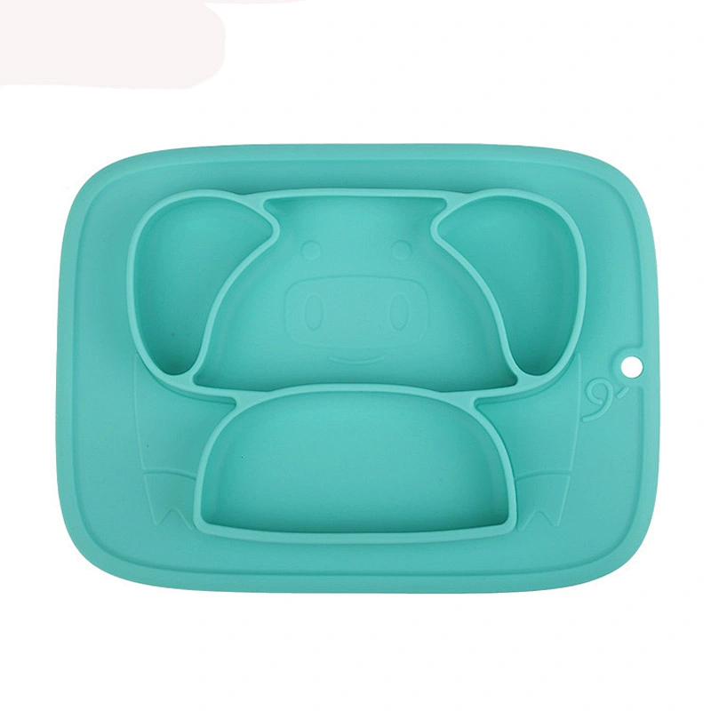 Tableware Health and Environmental Protection Children's Baby Silicone Integrated placemat  Plate Compartment 4grid  design