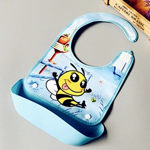 wholesale surplus stock waterproof Adjustable  disassemblable bib Silicone+Plastic Apron  baby food pocket Catcher bibs