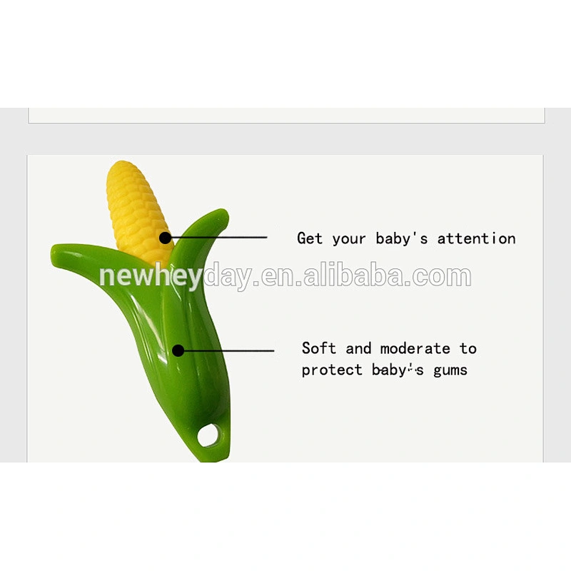 Simulation easy clean Safety corn shaped silicone baby teether