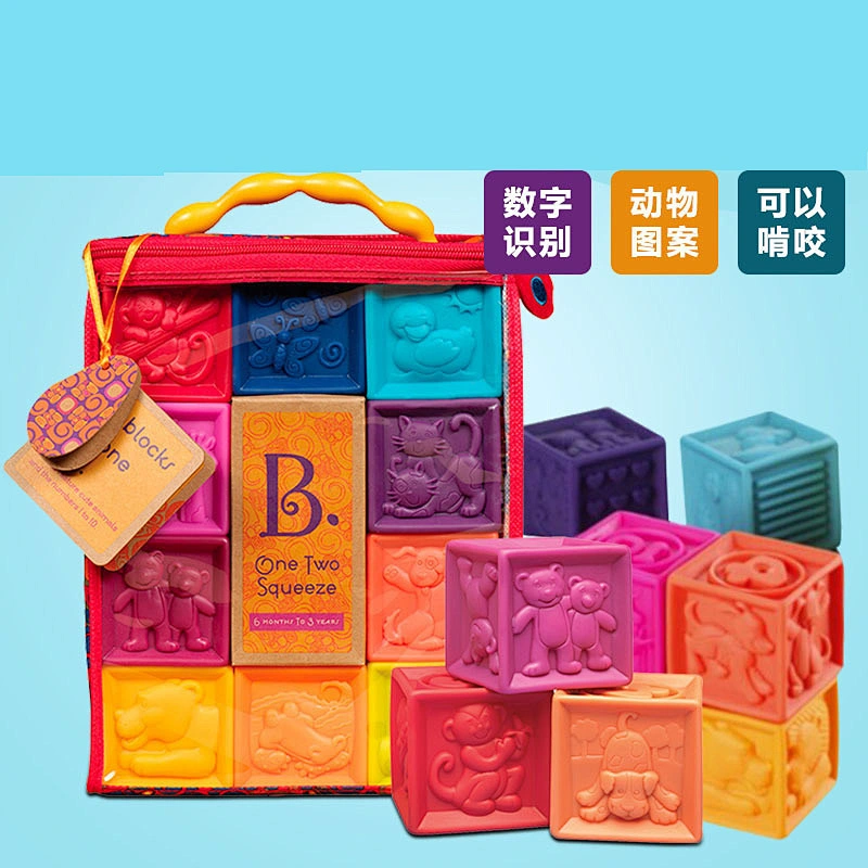 custom 	animal   BB sound fruit color silicone toy bricks building blocks toy