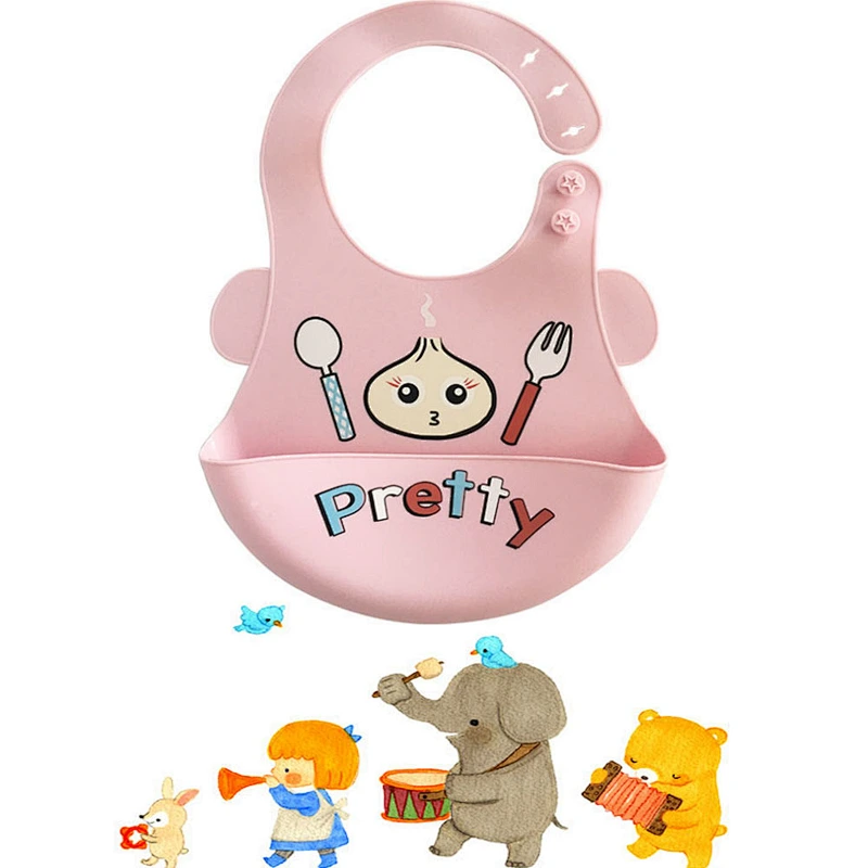 Infant Waterproof Case Custom Printing Silicone Baby Bib Feeding For Babies