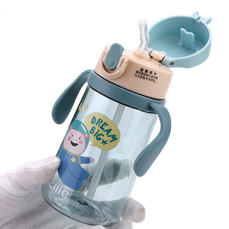 Cute Baby Kids Children Feeding Water Straw Bottle With Handle Baby Drinking Straw Bottle  for baby