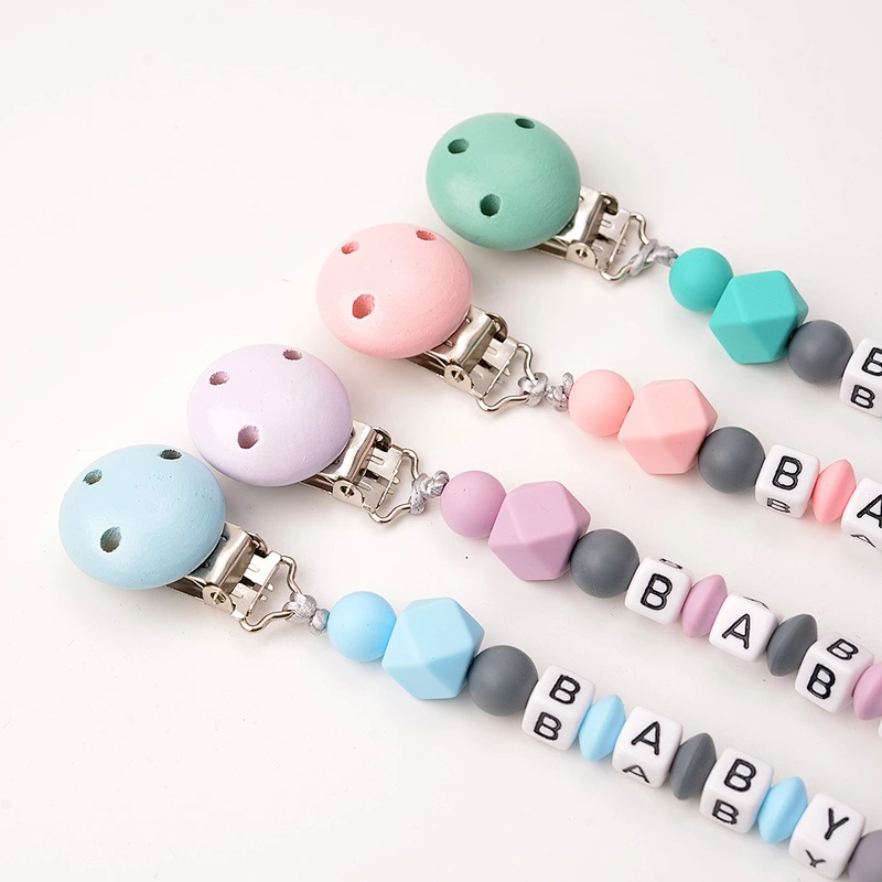 Hot sale baby diy silicone chew bead  jewelry pacifier clip teether