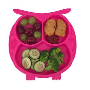 custom Portable silicone molds owl  suction  baby Baby Silicone Placemat, Non-Slip Feeding Plate for Toddlers Babies