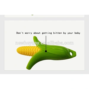 Simulation easy clean Safety corn shaped silicone baby teether