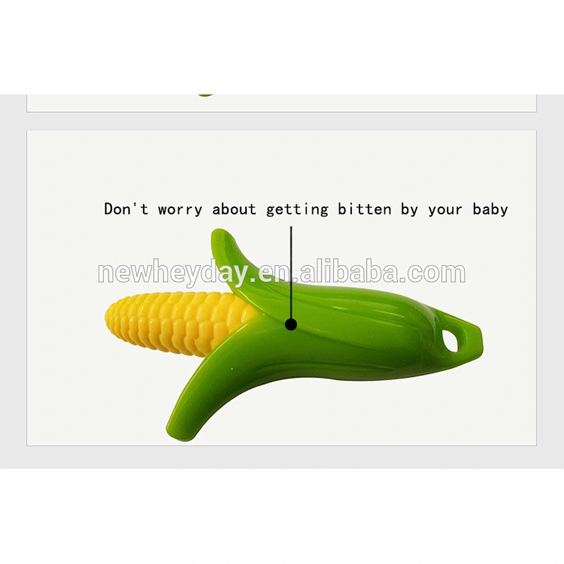 Simulation easy clean Safety corn shaped silicone baby teether