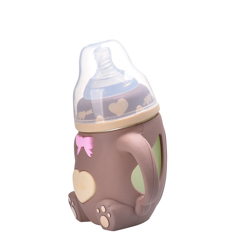 carton design  Infant Baby Anti-Colic Glass Feeding Milk Bottle  holder with Protective Silicone Sleeve
