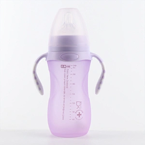 240ml thermal glass water bottle with silicone sleeve  glass feeding bottle