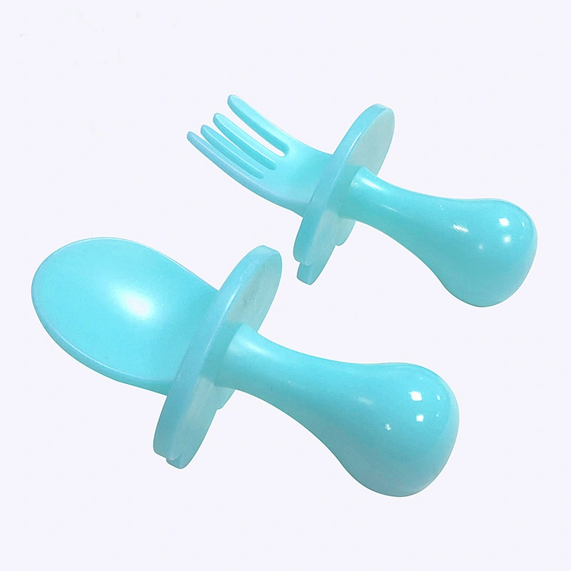 factory custom  wholesale  2 Pcs Set e Spoon Fork Set for kids Self Feeding Training Choke Protection Toddler Utensils